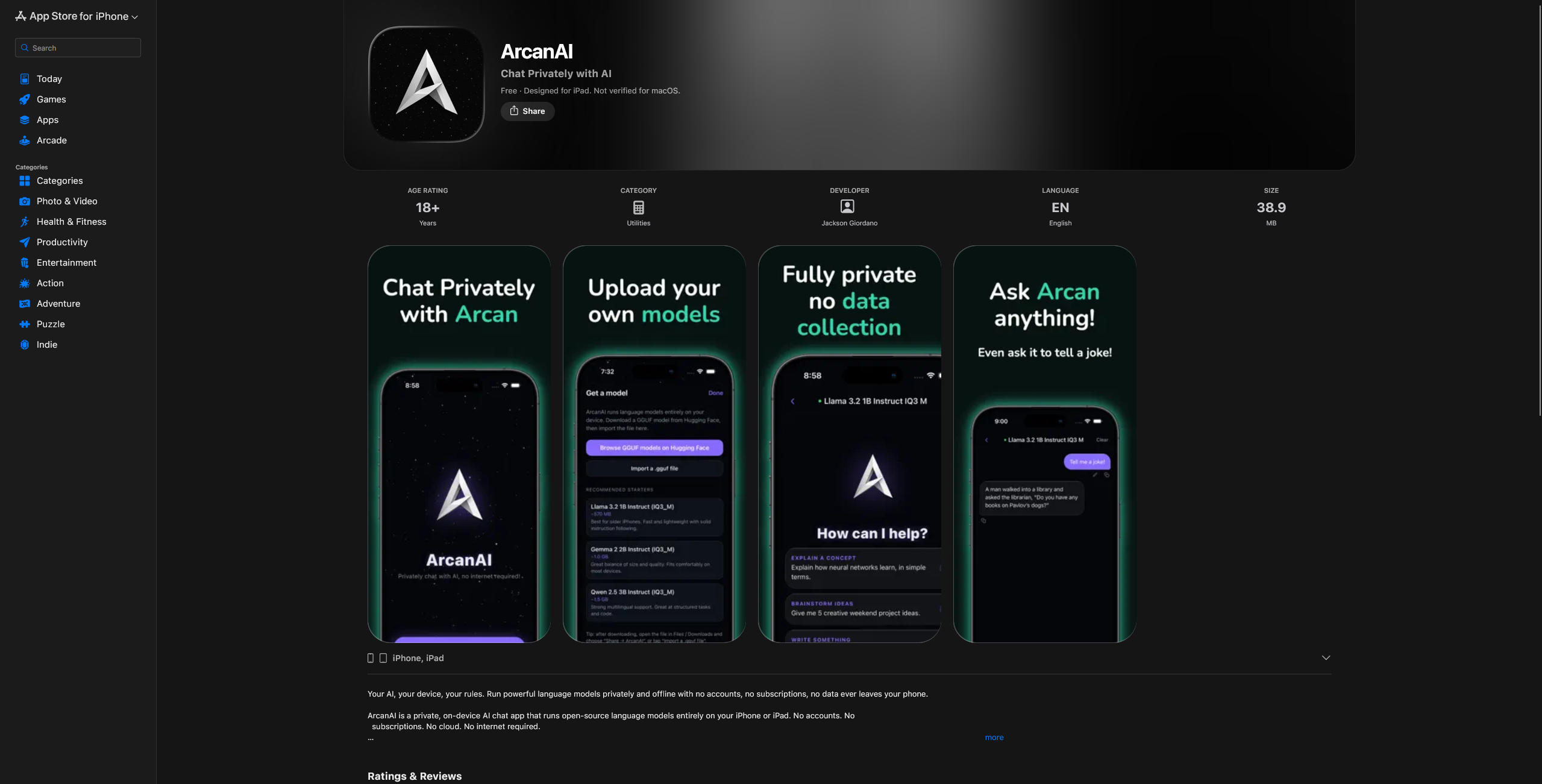 ArcanAI website demo